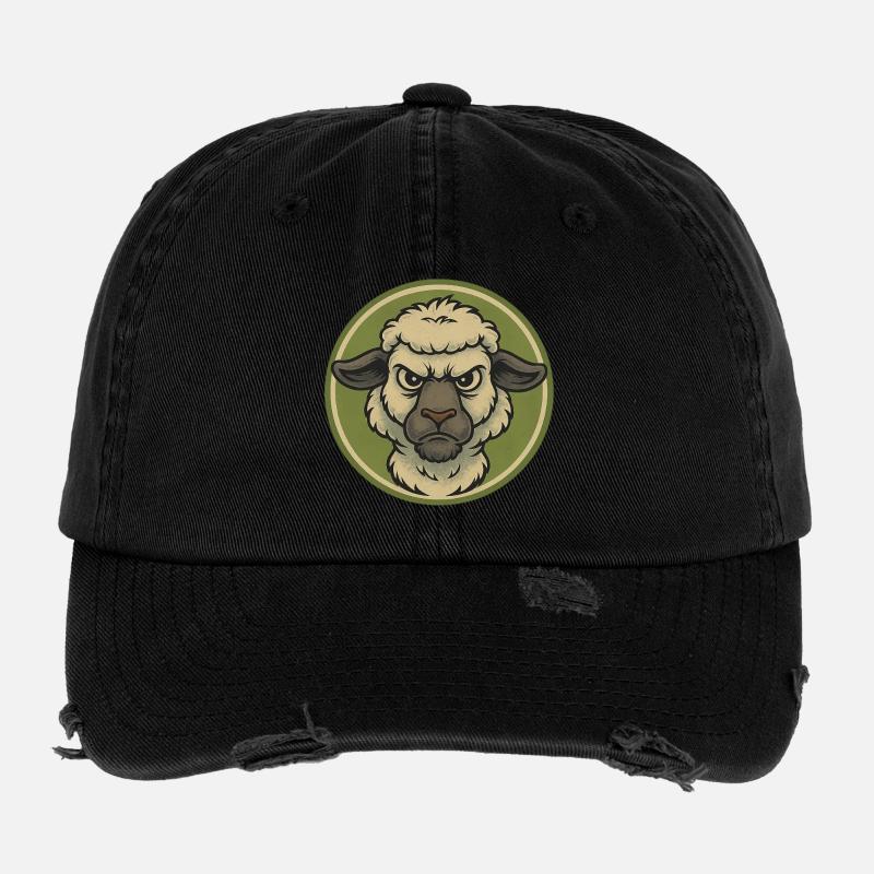 Angry Sheep Emblem Flexfit Vintage Destroyed Cap