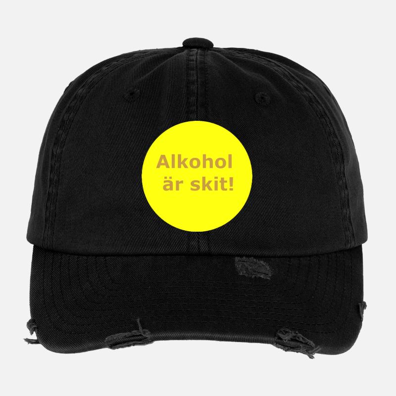 Alcohol is shit(Yellow circle) Flexfit Vintage Destroyed Cap