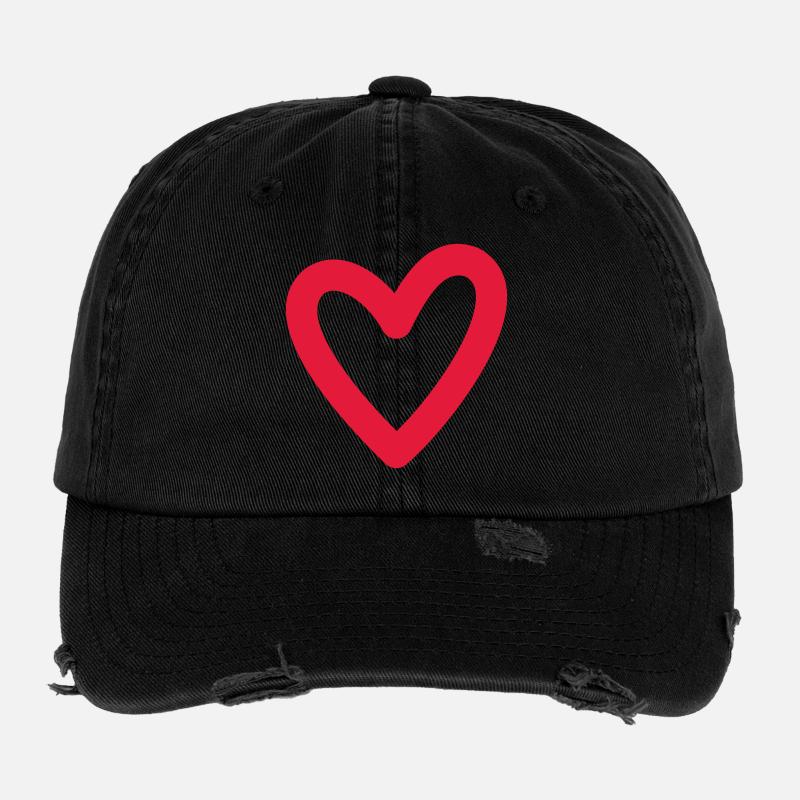 red heart Flexfit Vintage Destroyed Cap