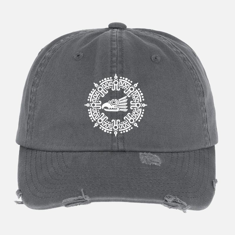 Symbole aztèque blanc Casquette vintage effet usé Flexfit