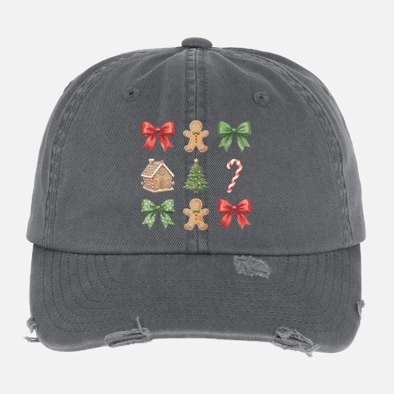 Winter Whimsy Christmas Motifs Parade Flexfit Vintage Destroyed Cap