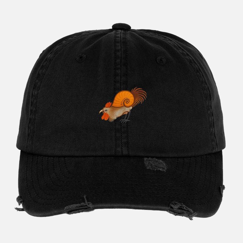 Mittelalterlicher Hahn – stilisiertes Wesen Flexfit Vintage Destroyed Cap