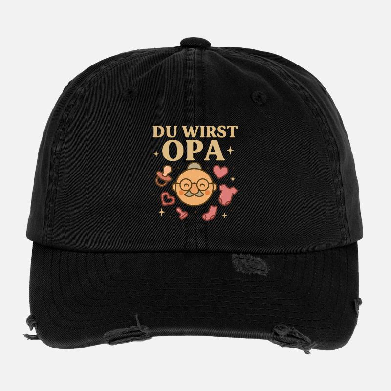 Du wirst Opa – Glücklicher Opa Flexfit Vintage Destroyed Cap