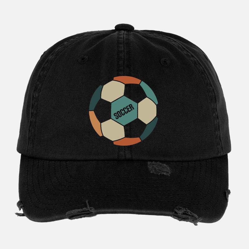 Retro Soccer Ball Flexfit Vintage Destroyed Cap