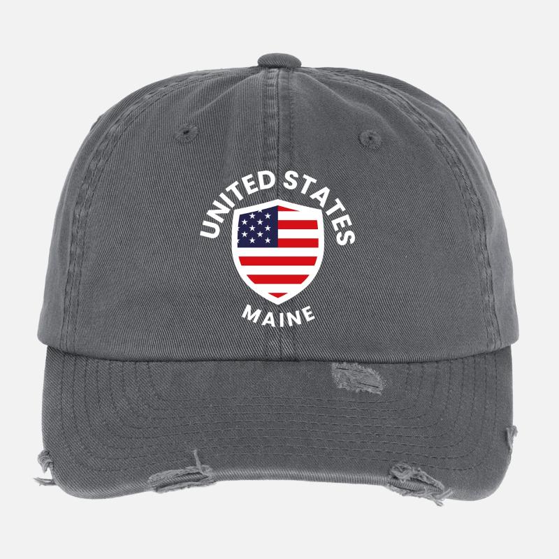American-themed Flag Shield Flexfit Vintage Destroyed Cap