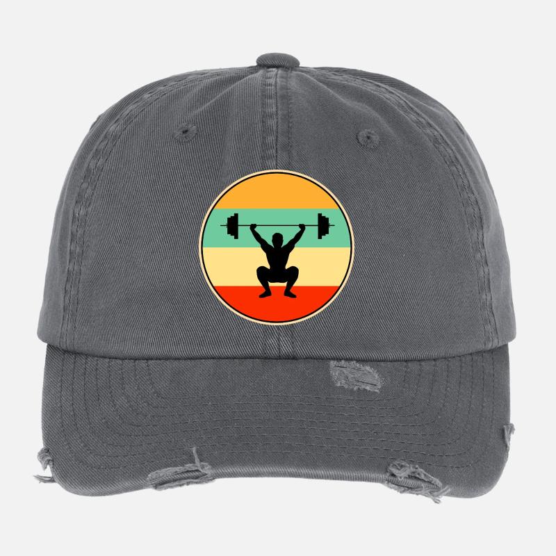 Vintage-Retro-Gewichtheber – Distressed Sunset Gym Flexfit Vintage Destroyed Cap