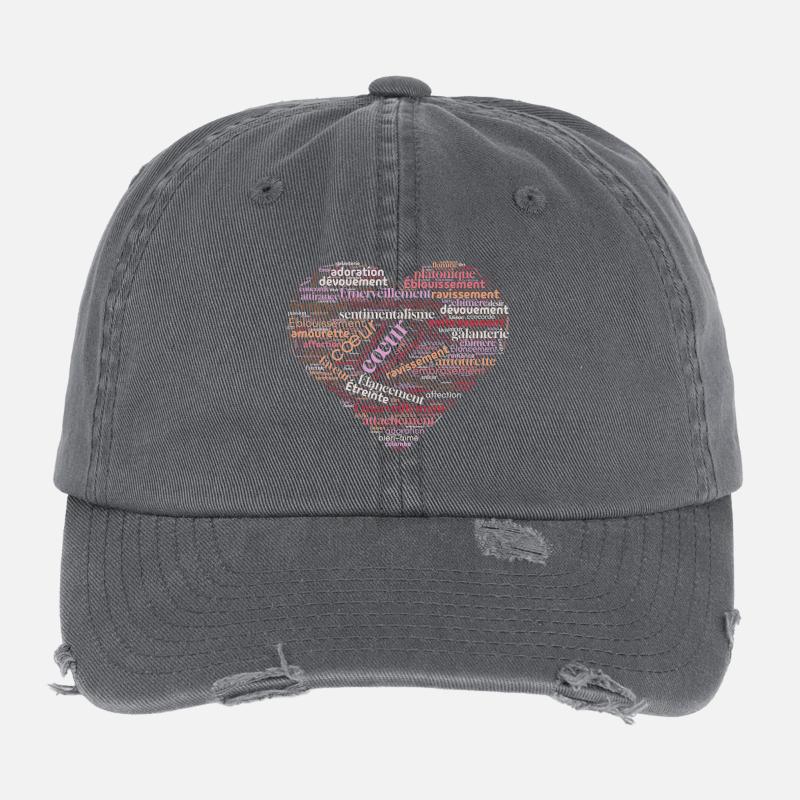 Herz der Worte in Liebe Flexfit Vintage Destroyed Cap