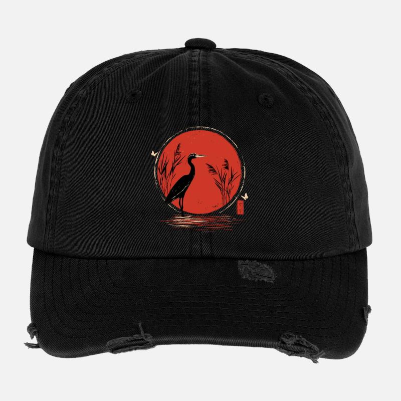 Ukiyoe de la Grue Rouge Casquette vintage effet usé Flexfit