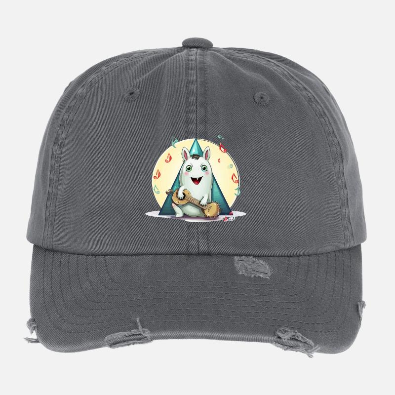 Music bunny at the campground Flexfit Vintage Destroyed Cap