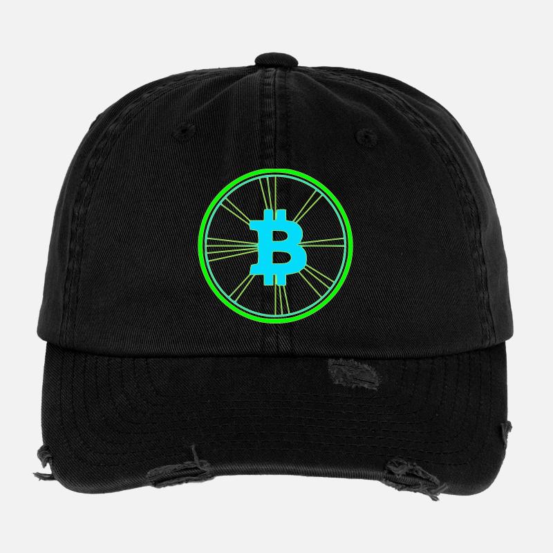 Bitcoin Wireframe Speed Future Vector Flexfit Vintage Destroyed Cap