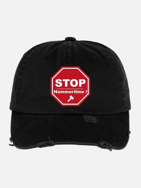 Stopp Hammertime - Flexfit Vintage Destroyed Cap - Schwarz - Vorne