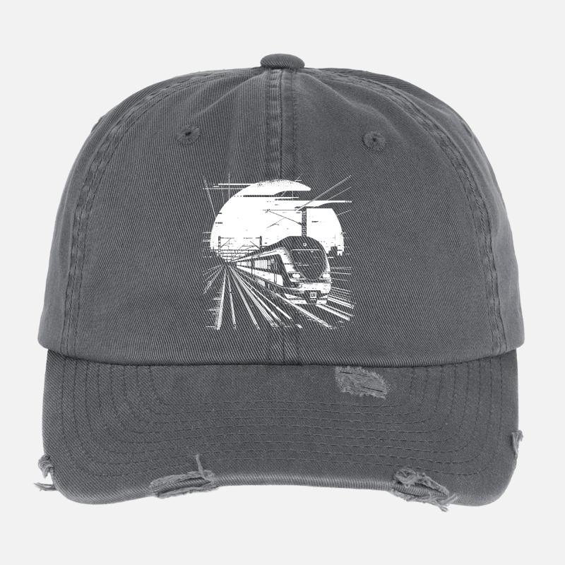 Dessin ferroviaire Casquette vintage effet usé Flexfit