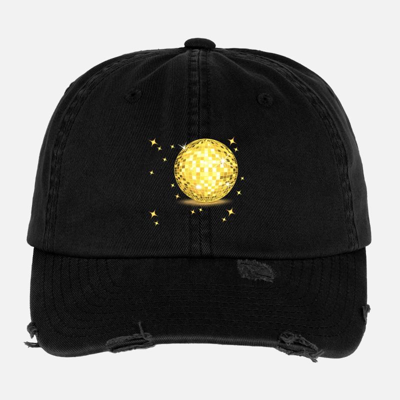 Goldenes Disco-Ball Glanz Flexfit Vintage Destroyed Cap