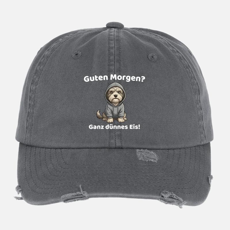 Guten Morgen Ganz dünnes Eis Hund Flexfit Vintage Destroyed Cap