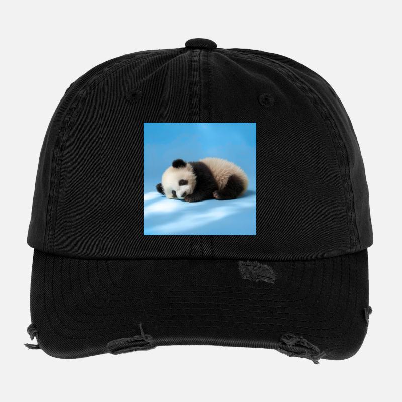 Blauer schlafender Panda Flexfit Vintage Destroyed Cap