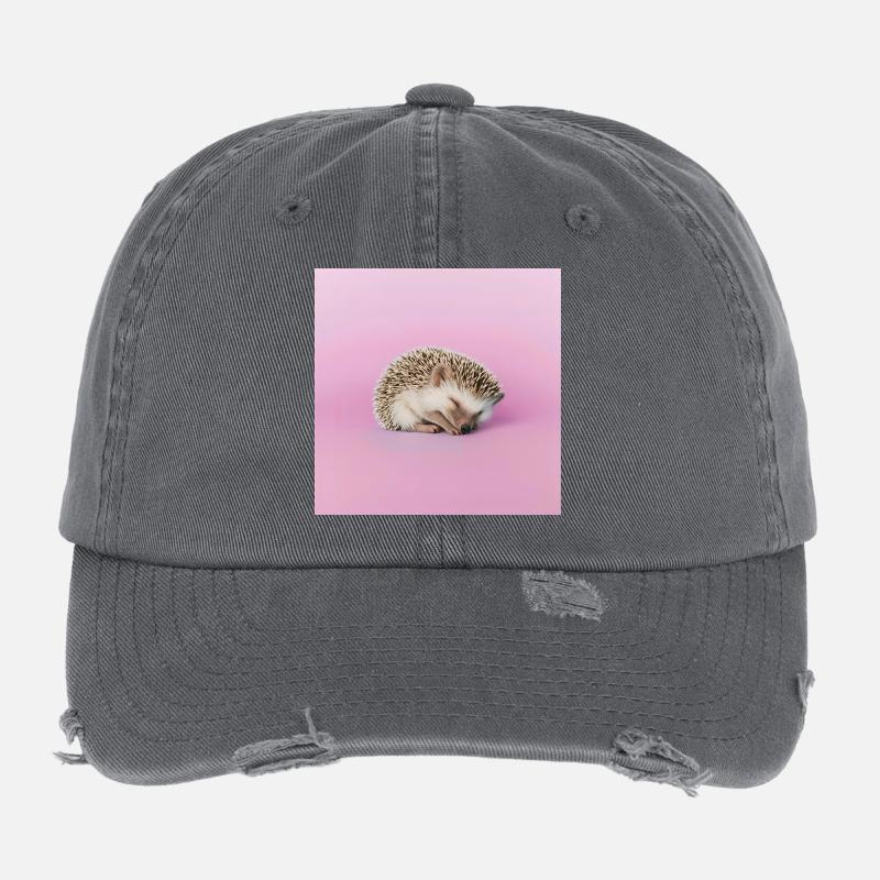Hérisson endormi sur fond rose pâle Casquette vintage effet usé Flexfit
