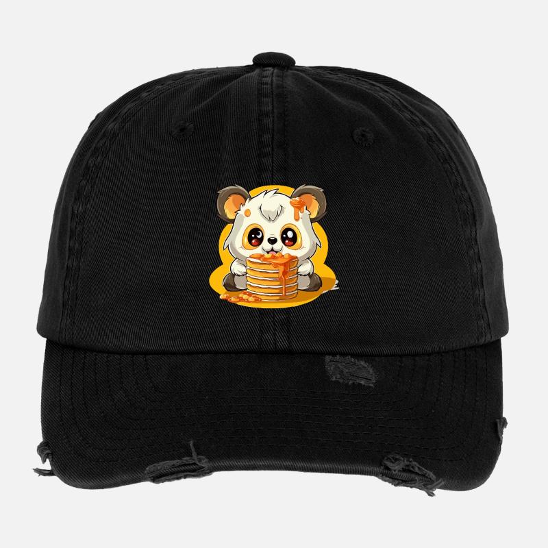 Karamell Panda Pfannkuchen Flexfit Vintage Destroyed Cap