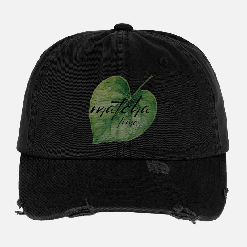 Matcha, Blatt, Grün, Zeit Flexfit Vintage Destroyed Cap