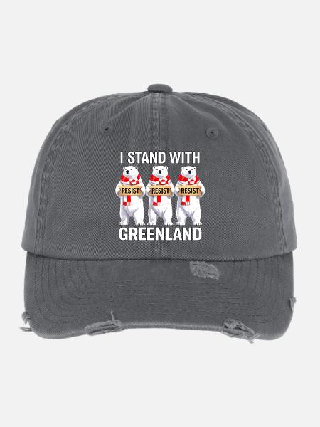 Grönlandisches Eisbären-Trio - Flexfit Vintage Destroyed Cap - Dunkelgrau - Vorne