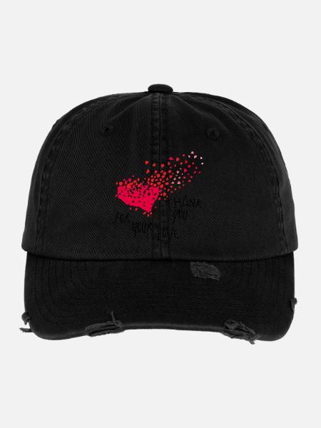 Thank You - Flexfit Vintage Destroyed Cap - Schwarz - Vorne