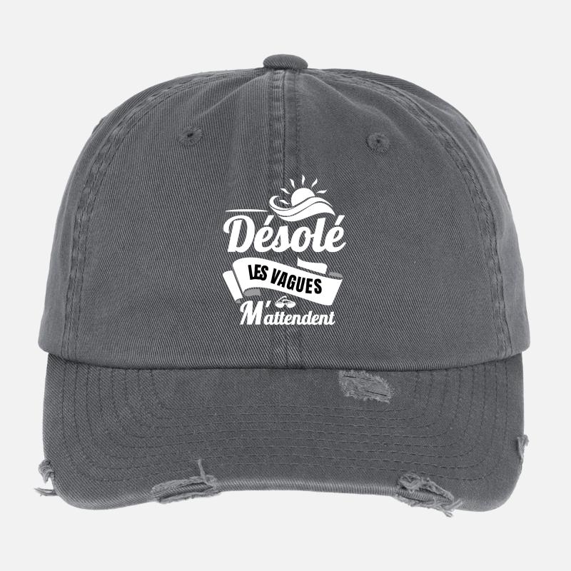 Désolé, les vagues m'attendent Casquette vintage effet usé Flexfit