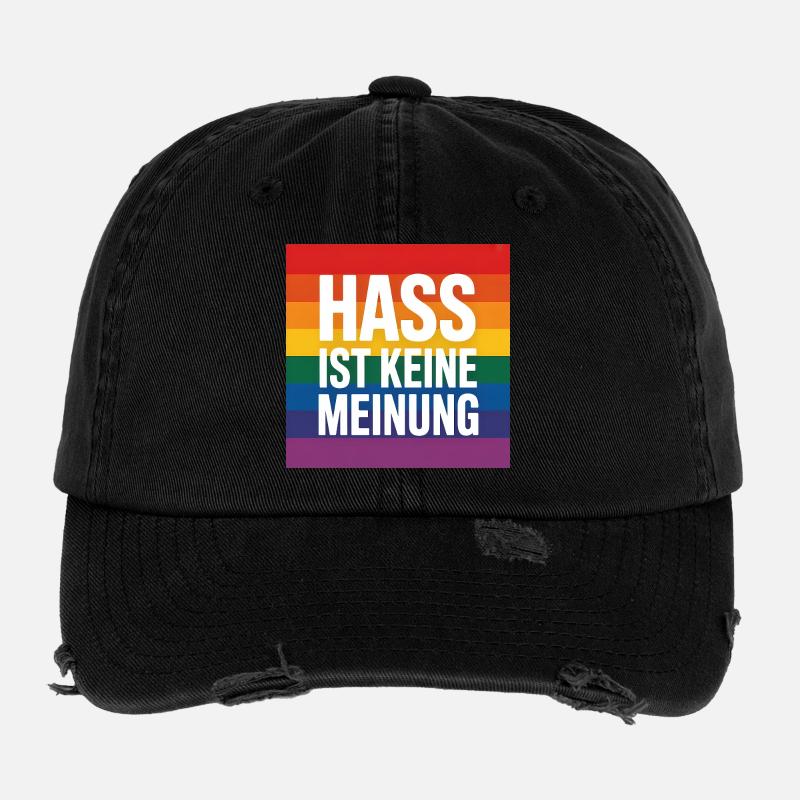Hate is not an opinion - Antifa Tee Flexfit Vintage Destroyed Cap
