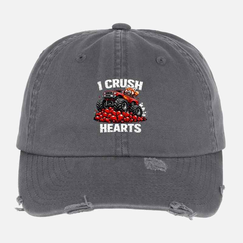 Valentinstag zerdrücke ich Herzen des roten Panda-Tieres Flexfit Vintage Destroyed Cap