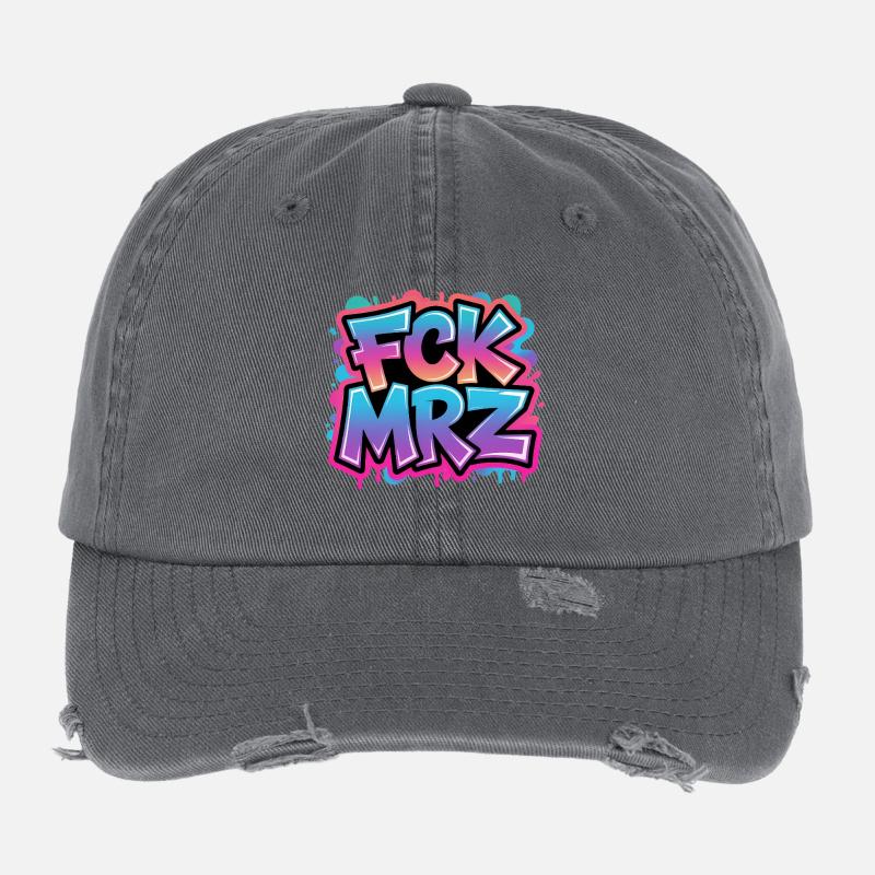 FCK MRZ - Anti CDU Meme Flexfit Vintage Destroyed Cap