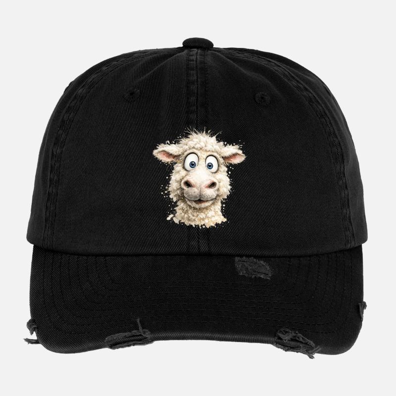 Pop du dessin animé Mouton rieur - Casquette vintage effet usé Flexfit - noir