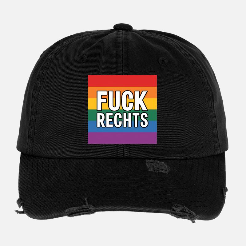 Fuck Rechts - Antifa Tee Flexfit Vintage Destroyed Cap