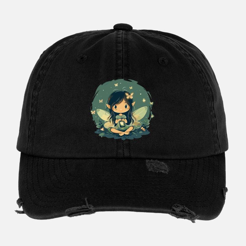 Forest fairy with lantern Flexfit Vintage Destroyed Cap