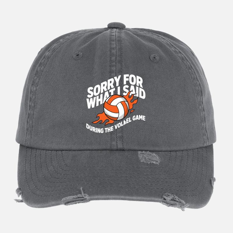 Beachvolleyball Quote Volleyball Flexfit Vintage Destroyed Cap