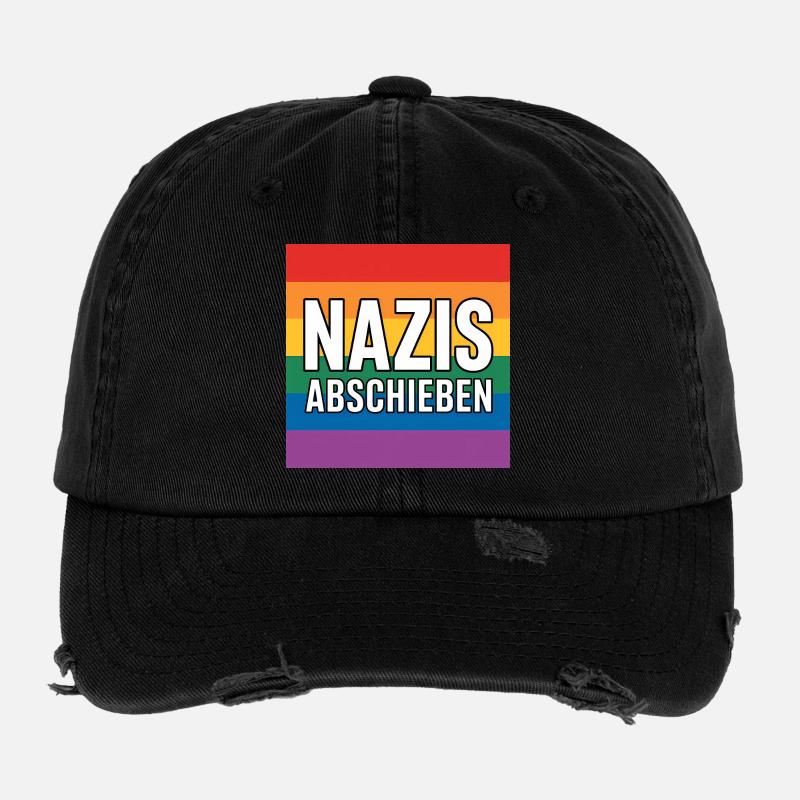 Nazis Abschieben - Antifa Tee Flexfit Vintage Destroyed Cap