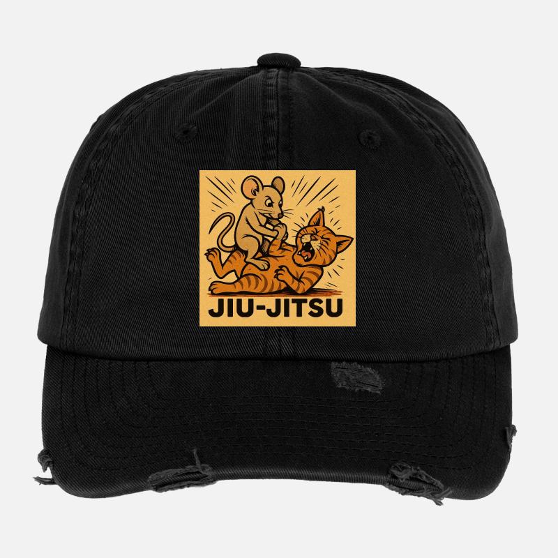 Jiu-Jitsu Mouse vs Cat Flexfit Vintage Destroyed Cap