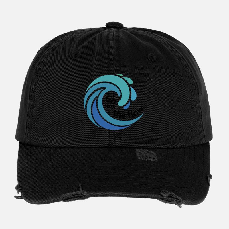 Go with the Flow Wellenkunst Flexfit Vintage Destroyed Cap