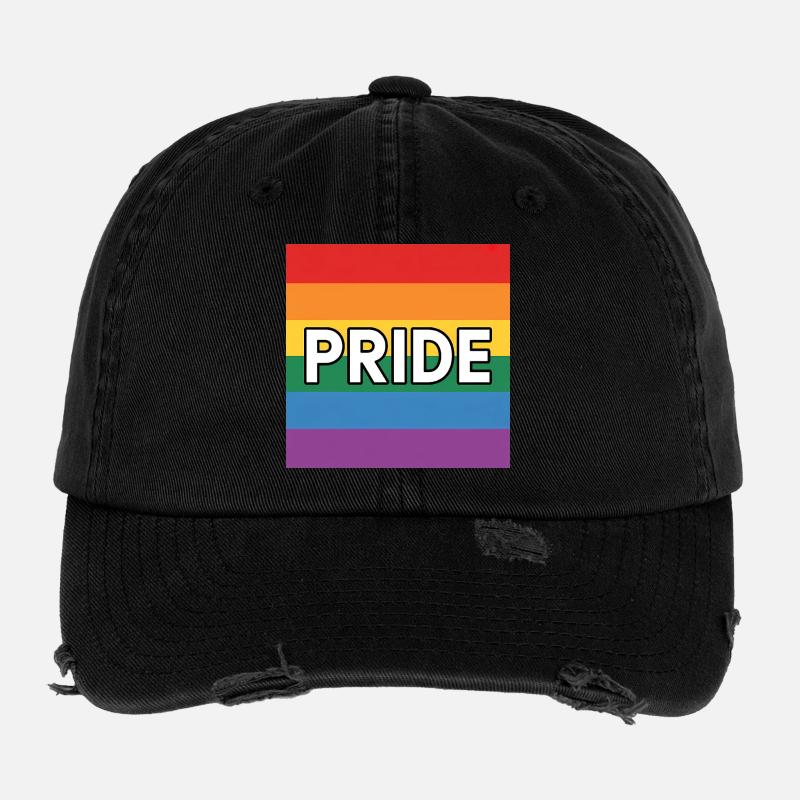 Pride - Queer Rainbow Flag Tee Flexfit Vintage Destroyed Cap