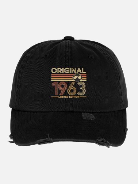 Originale limitierte Edition von 1963 - Flexfit Vintage Destroyed Cap - Schwarz - Vorne