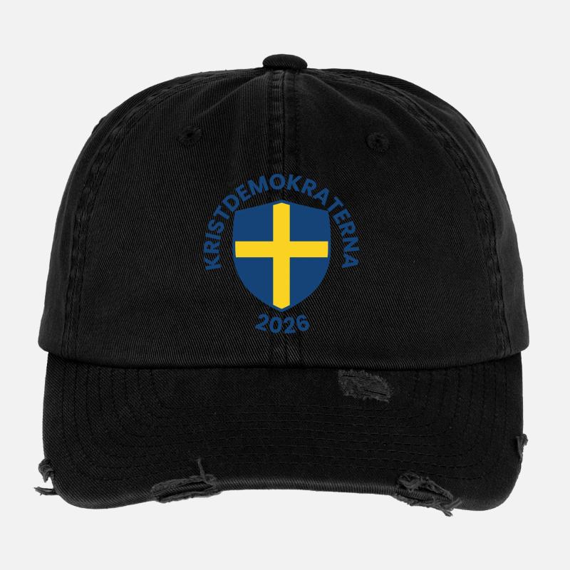 Nordic Blue Shield Yellow Cross Flexfit Vintage Destroyed Cap