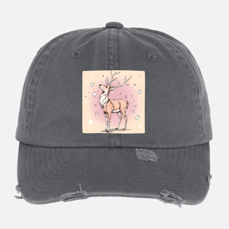 Deer with stars Flexfit Vintage Destroyed Cap