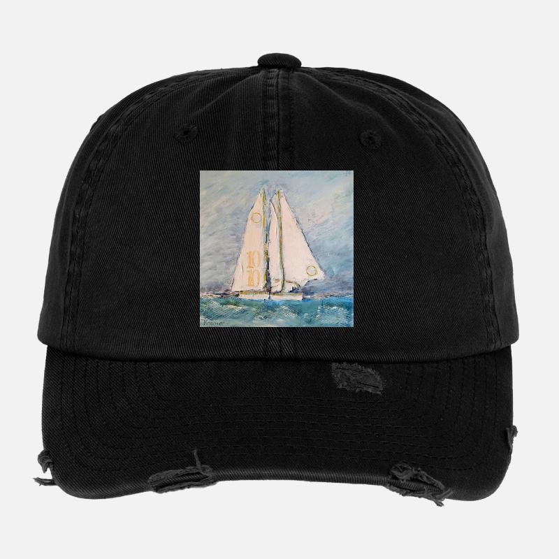 Sailboat at sea Flexfit Vintage Destroyed Cap