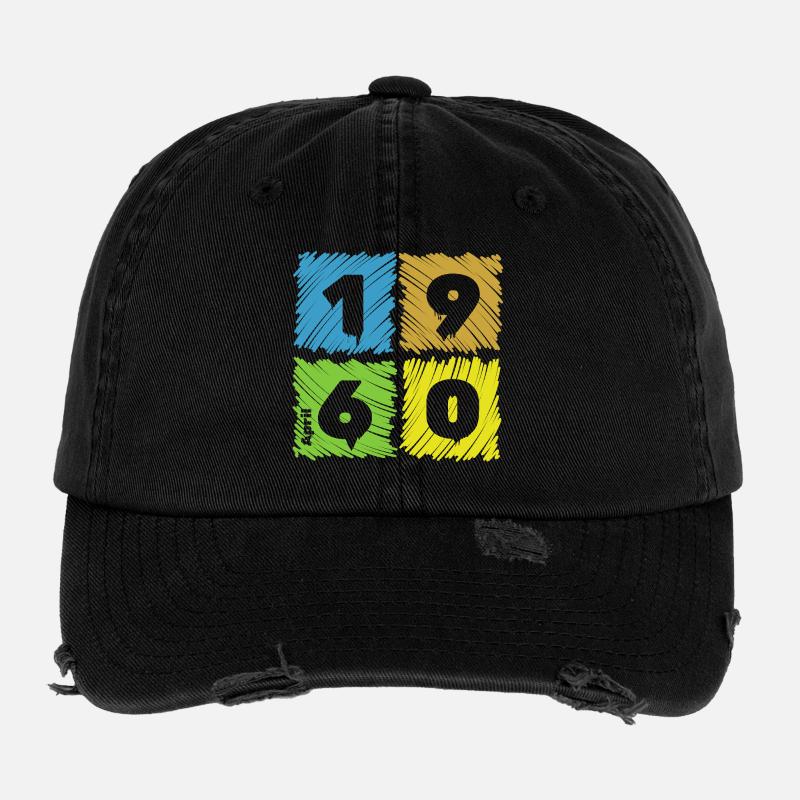66. Geburtstag Farbige Patches since 04/1960 Flexfit Vintage Destroyed Cap