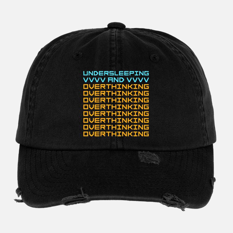 Undersleeping And Overthinking Lustig Müde Spruch Flexfit Vintage Destroyed Cap