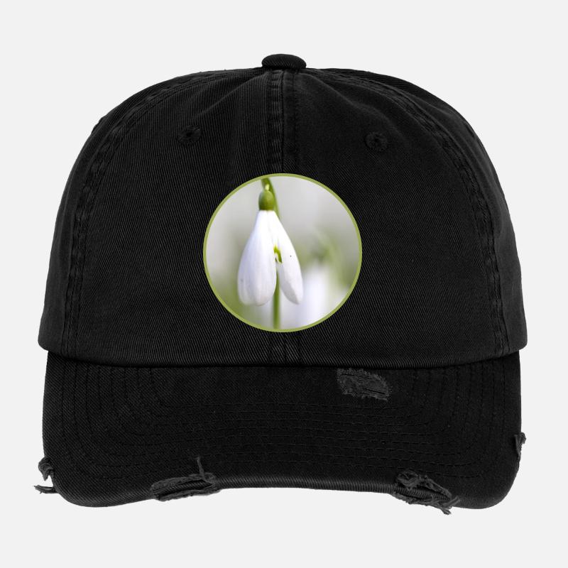 Schneeglöckchen Blüte weiße Blüte Frühblüher Flexfit Vintage Destroyed Cap