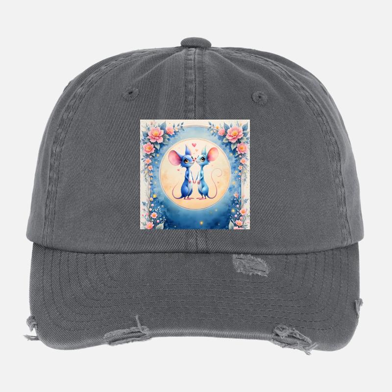 Blaue Mäuse verliebt Flexfit Vintage Destroyed Cap