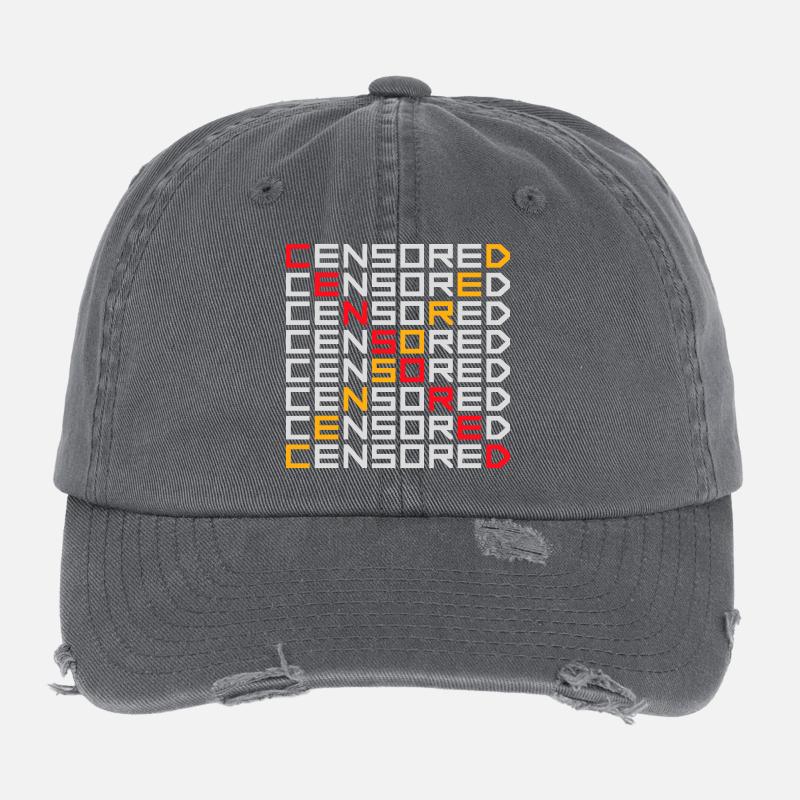 Censored Zensiert Lustig Statement Freiheit Logo Flexfit Vintage Destroyed Cap