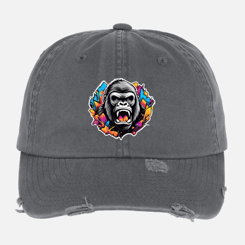Gorilla-Graffiti leuchten Flexfit Vintage Destroyed Cap