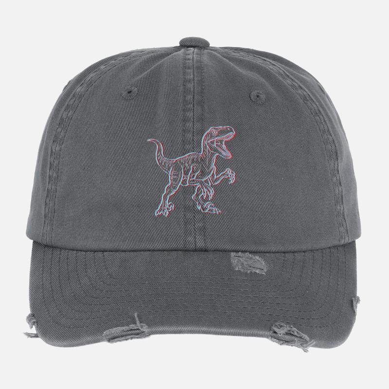 Neon Dinosaurier 3D Skelett Flexfit Vintage Destroyed Cap