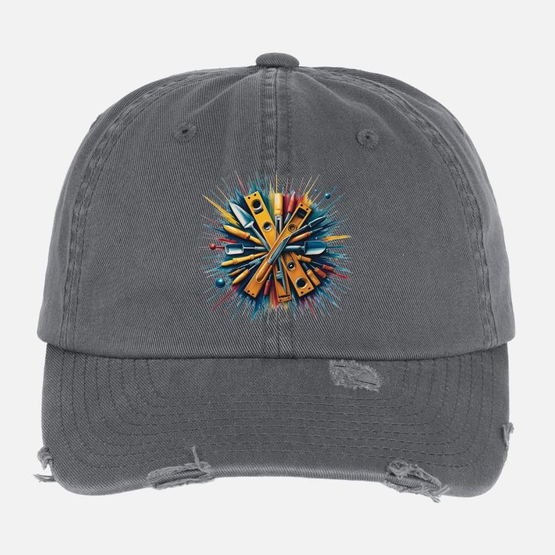 Baumauerwerkswerkzeuge Kunstdruck Flexfit Vintage Destroyed Cap