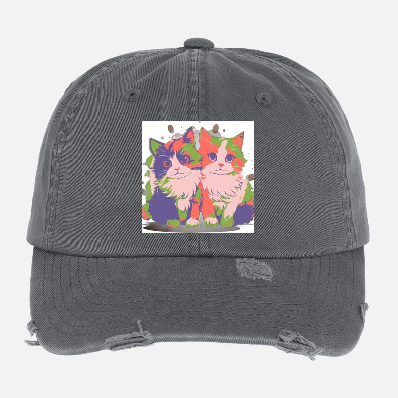 Pop Color Duo-Kätzchen Flexfit Vintage Destroyed Cap