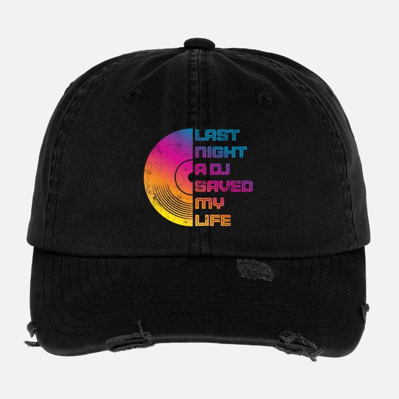 Last night a dj saved my life Flexfit Vintage Destroyed Cap